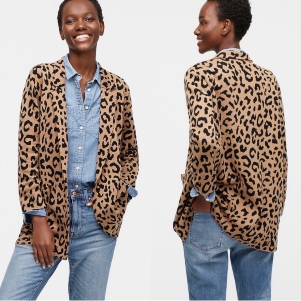 J.crew leopard Sophie sweater blazer, M